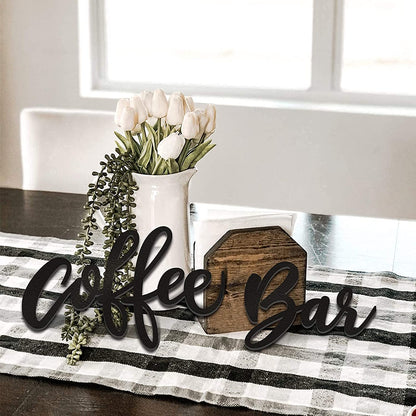 "Elegant Wooden Coffee Bar Wall Sign - Farmhouse Decor for Kitchens, Cafes, and Restaurants | Ideal Gift for Coffee Enthusiasts"