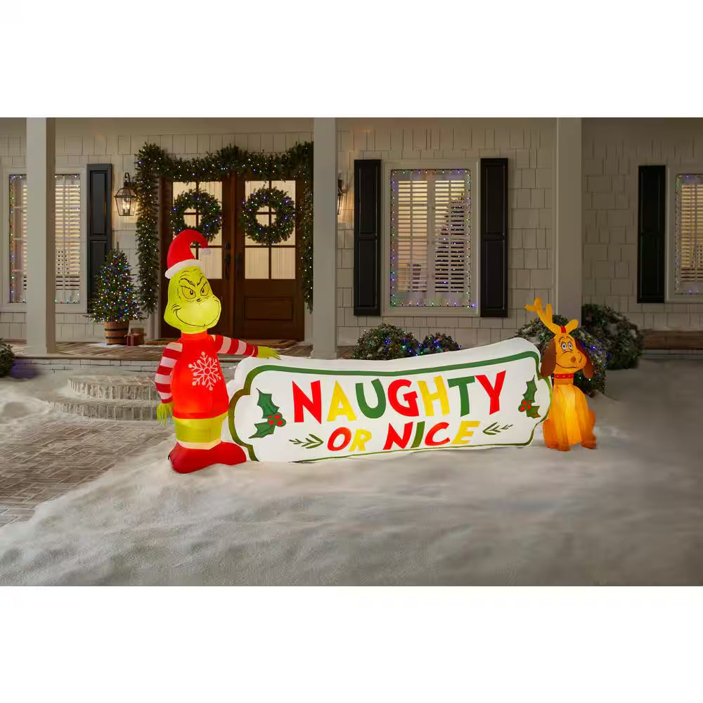 9 Ft. W LED Grinch with Naughty or Nice Christmas Airblown® Inflatable