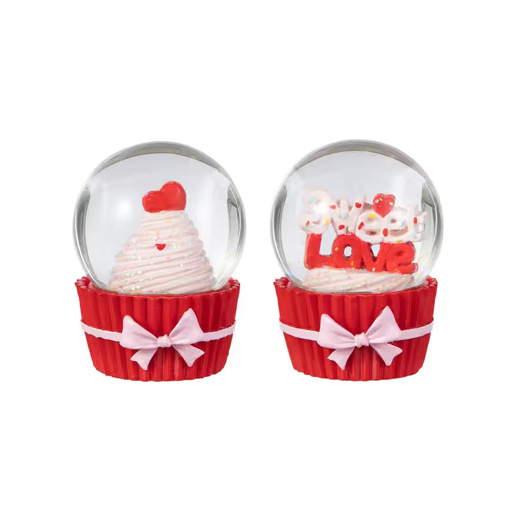 Valentine'S 3.25 In. H Resin Cupcakes Waterglobes (Set of 2)