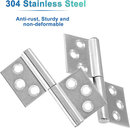 4Pcs 3 Inch Lift off Hinges, 304 Stainless Steel Detachable Hinges, Detachable Door Hinge for Window Cabinet Door