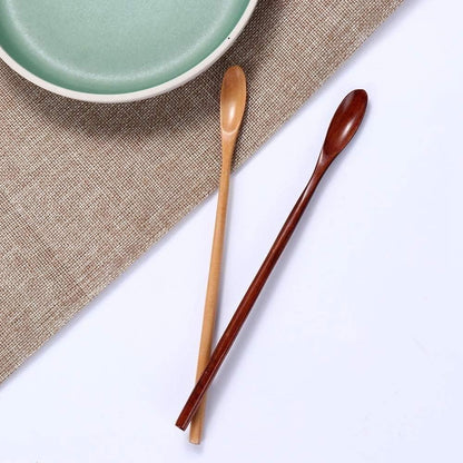 Brown Honey Spoon, Wooden Spoons Long Handle Stirring Spoon Coffee Spoon Tea Scoops Tableware Cooking Spoons for Cooking Coffee Accessories6 Professional Processed, Coffee, Tea and Espresso