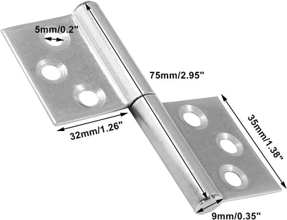 4Pcs 3 Inch Lift off Hinges, 304 Stainless Steel Detachable Hinges, Detachable Door Hinge for Window Cabinet Door