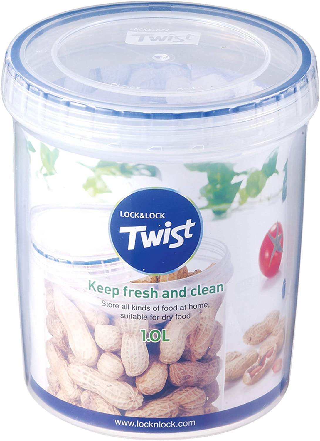 Easy Essentials Twist Food Storage Lids/Airtight Containers, BPA Free, Tall-30.4Oz Clear (Pack of 2)