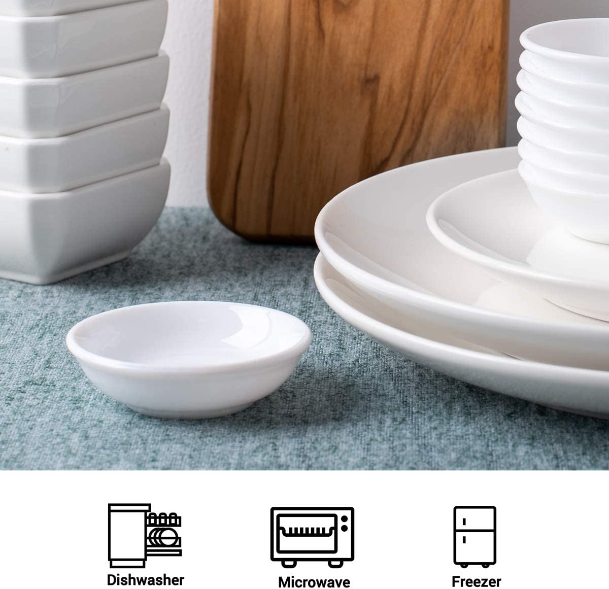 Dipping Bowls Sets of 12 1.2 Oz Porcelain Dip Soy Sauce Dishes & Bowl Small Cups for Sushi Tomato Sauce, Soy, BBQ -Chip and Dip Serving Bowl Set,White