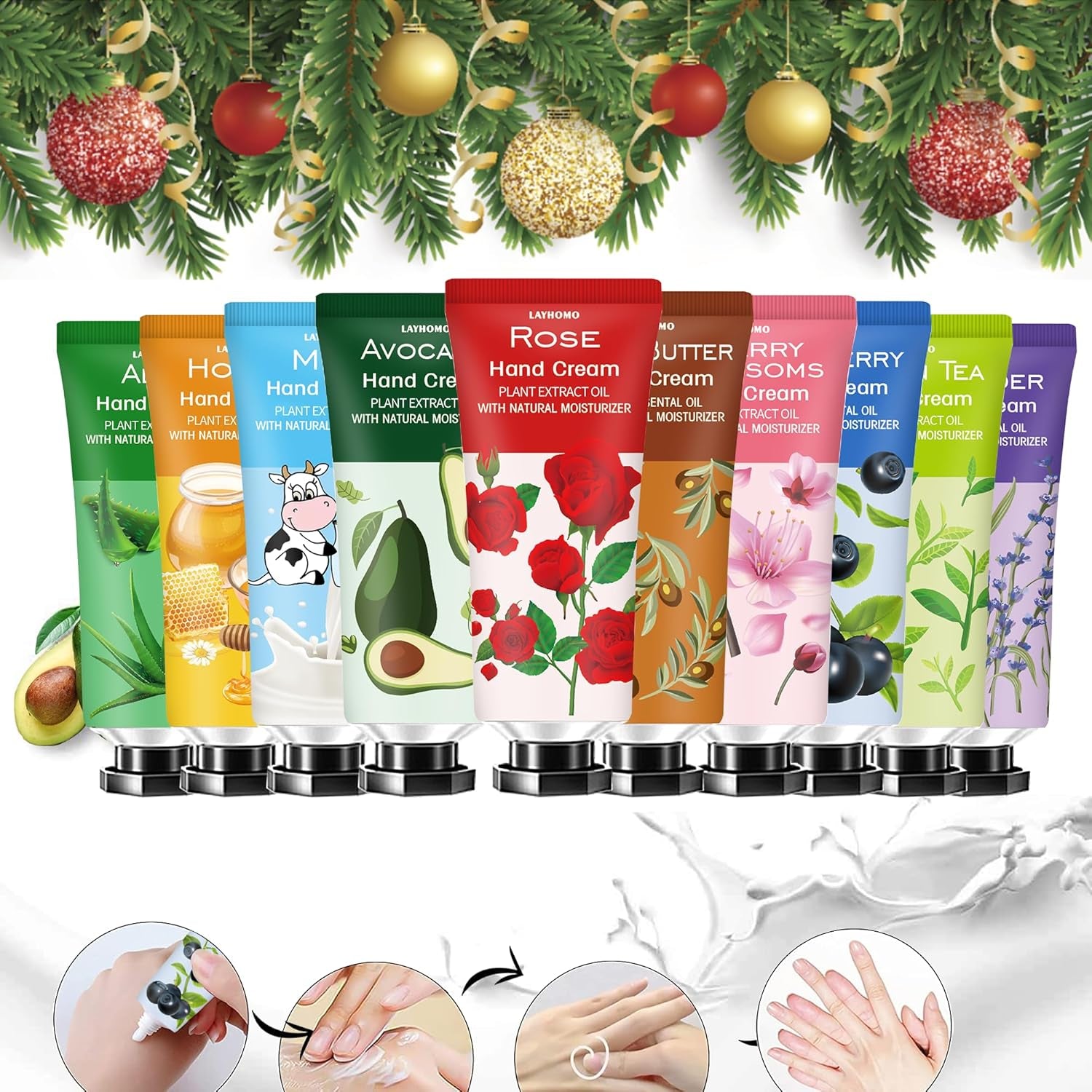 10 Pack Hand Cream Christmas Gift for Girls Wife Mom Her Grandma,Stocking Stuffers for Adults Women,Stocking Stuffers for Teen Girls,Moisturizing Hand Cream for Dry Hands