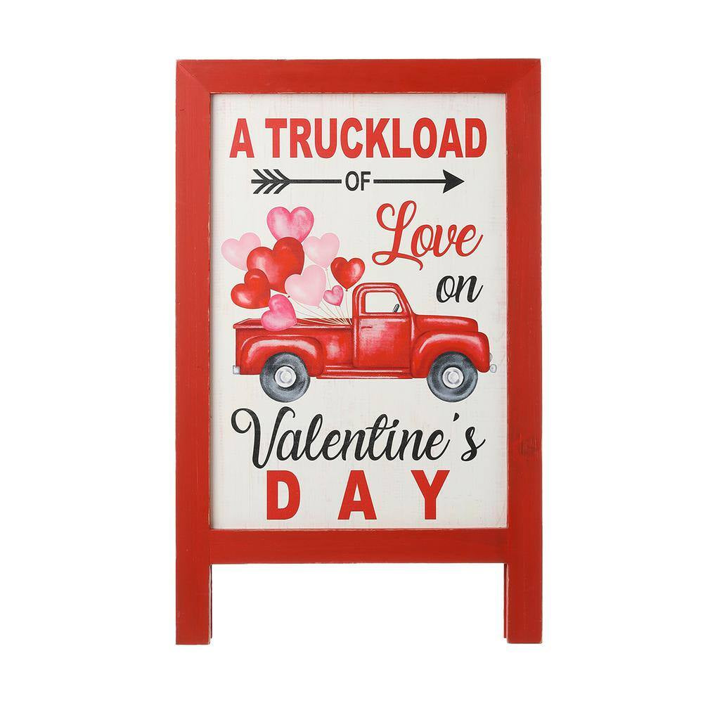 24 In. H Valentine'S Wooden Truck Porch Sign/Standing Decor