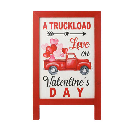 24 In. H Valentine'S Wooden Truck Porch Sign/Standing Decor