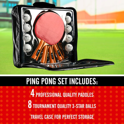 Ping Pong Paddles Sets - Portable Table Tennis Paddle Set with Ping Pong Paddles Professional Case & Ping Pong Balls. Premium Table Tennis Racket Player Set for Indoor & Outdoor Games