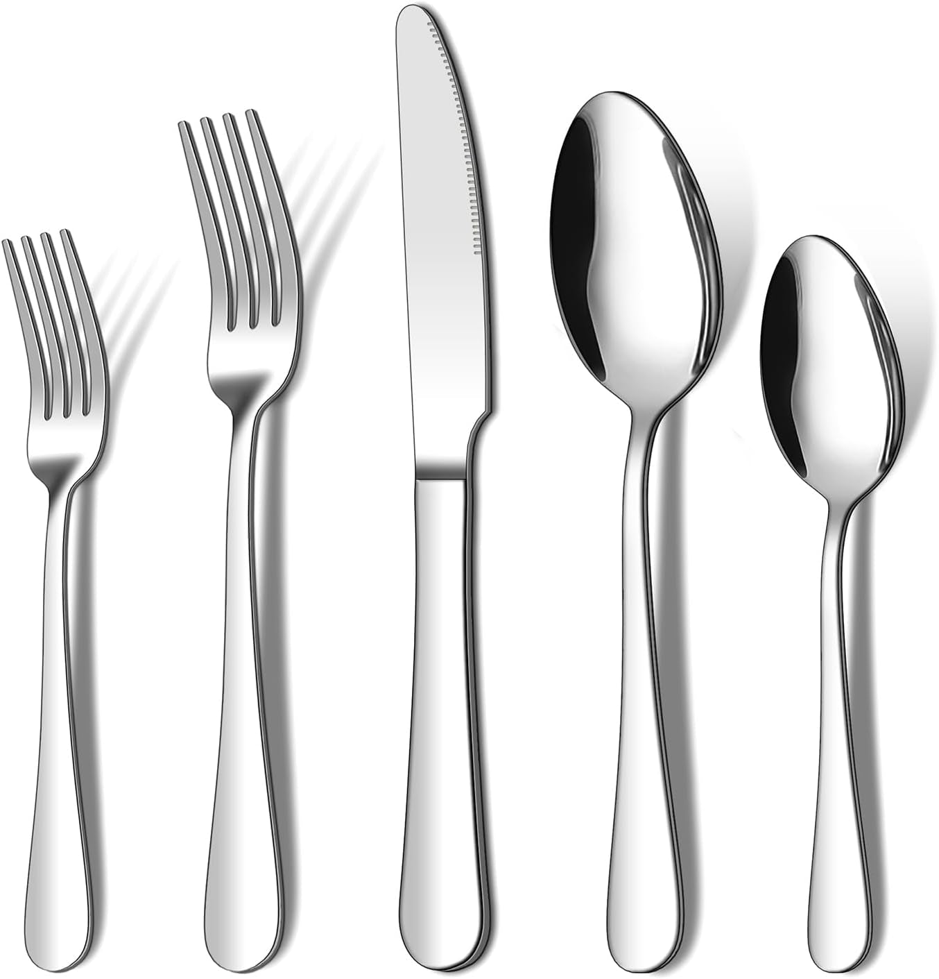 20 Piece Silverware Set,  Stainless Steel Flatware Cutlery Set, Kitchen Utensil Set Service for 4, Include Knife Fork Spoon, Mirror Polished, Dishwasher Safe