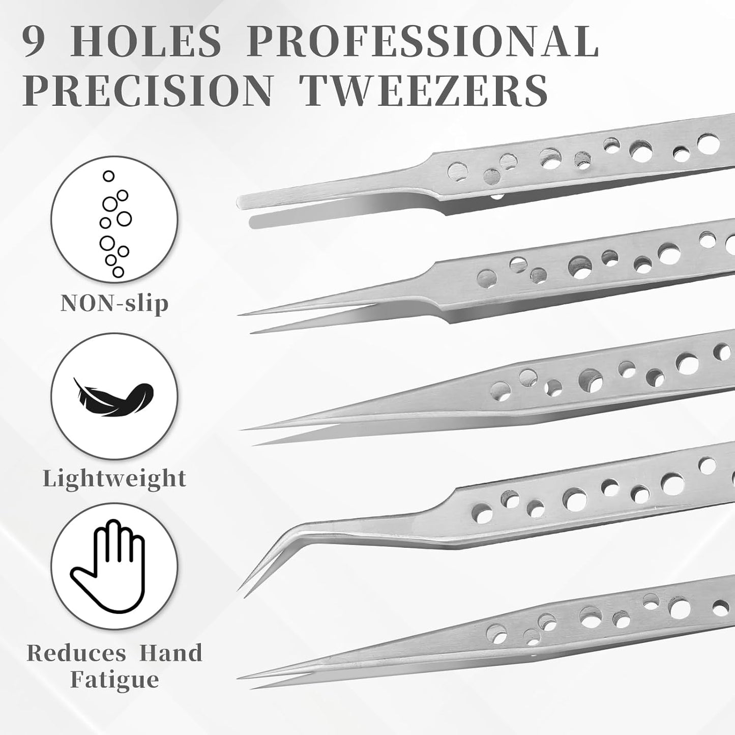 5PCS Needle Nose Tweezers Long Soldering Tweezers Precision Curved Anti-Slip Upgraded Set Anti-Static Electronic Tweezer Tool Stainless Steel for Electronics Repair Jewelry-Making Crafting Laboratory