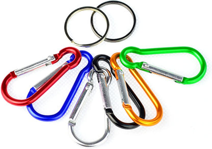 30Pcs 2 Inch Carabiner Clips with Keyrings Aluminum D-Ring Spring Lock Hooks