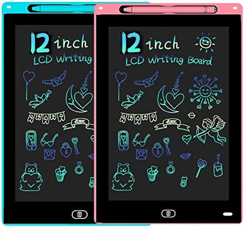 2 Pack LCD Writing Tablet for Kids Doodle Board 12-Inch, Electronic Drawing Tablet Drawing Pad,Notebook Boogie Tablet for Toddler Learning Toys Gift for 3 4 5 6 Years Old Boy Girl(Blue/Pink)