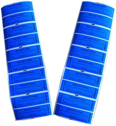 TamperSeals Group - 100pcs Non Transfer Tamper Proof Security Warranty "VoidOpen" Labels/Stickers/Seals for The Reusable Package or Expensive Surface (Blue, 1 x 3.35 inches, Serial Numbers)