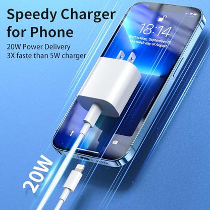 iPhone Charger Fast Charging【MFi Certified】 3Pack 20W PD USB C Wall Charger 6FT Cable Fasting Charging Adapter for iPhone 14Pro/13Pro/12/11/XS/XR/X/8