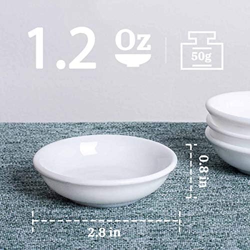 DELLING Dipping Bowls Sets of 12 1.2 Oz Porcelain Dip Soy Sauce Dishes & Bowl Small Cups for Sushi Tomato Sauce, Soy, BBQ -Chip and Dip Serving Bowl Set,White