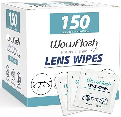 150 Count Lens Wipes for Eyeglasses, Eyeglass Lens Cleaning Wipes Pre-moistened Individually Wrapped Sracth-Free Streak-Free Eye Glasses Cleaner Wipes for Sunglass, Camera Lens, Goggles
