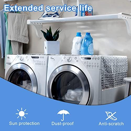 Washer and Dryer Covers for the Top, Magnet Non-slip Washing Machine Cover, Washer Cover with 8 Storage Pocket, 79 x 22 Inches Washer Top Protector for Laundry Kitchen Home