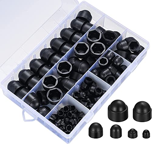 145 Pcs Screws Bolt Covers Caps, Hex Head Dome Bolt Covers, Plastic Bolt Caps, Screw Caps Covers, Hexagonal Screw Bolts Cover Protection Caps for Matching, M4 M5 M6 M8 M10 M12