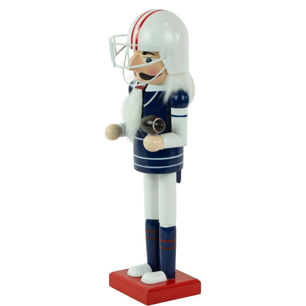 14 In. Red and White Wooden Christmas Nutcracker Football Player