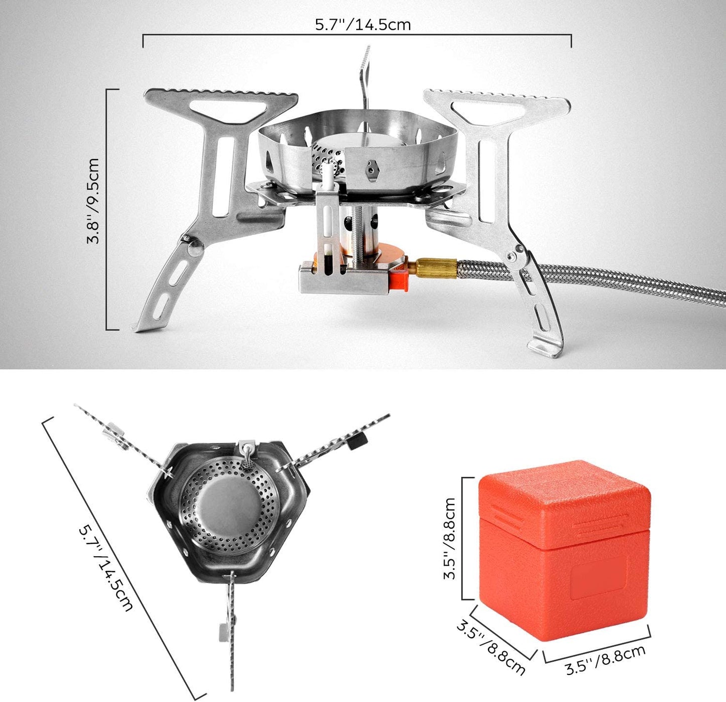 3500W/6800W Windproof Camping Gas Stove with Piezo Ignition & Carry Case, Collapsible Burner for Backpacking, Hiking & Picnics.