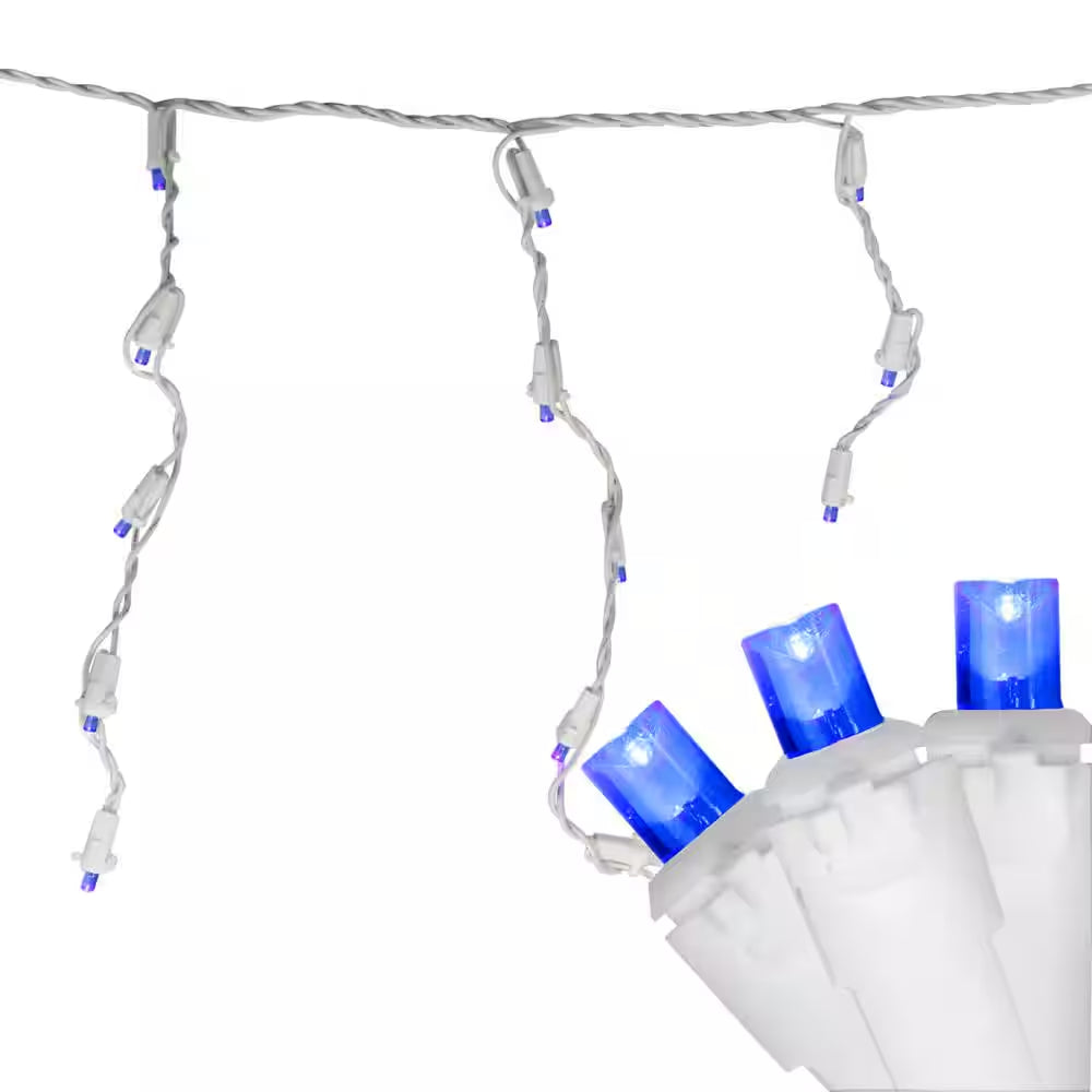 6.75 Ft. 100-Light Blue LED Wide Angle Icicle Lights