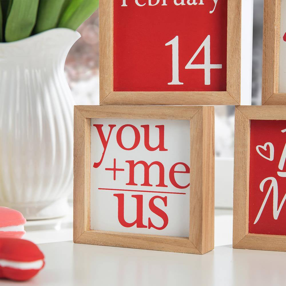 Valentine'S 4 In. H Wooden Block Table Decor (Set of 4 )