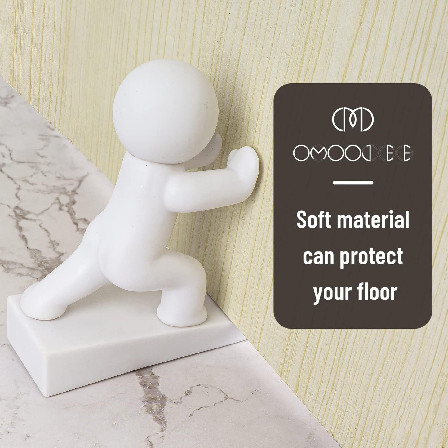 Cute Door Stopper, Decorative Door Stop, Protects Your Floors, White 1 Pack (Patented)