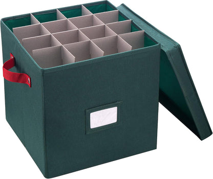 Storage Ornament Box - Holiday Organizer Cube with 64 Individual Compartments and Adjustable Dividers - for Christmas Decorations by  (Green)