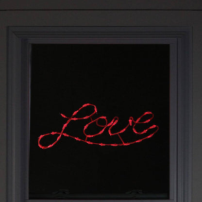 17 In. 35-Light Red Incandescent Lighted Love Script Valentine'S Day Window Silhouette