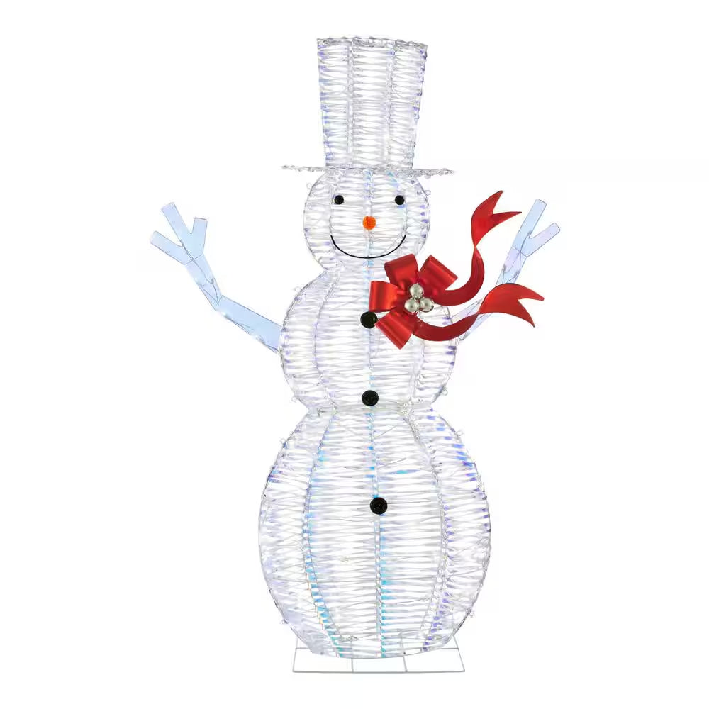 6 Ft. Iridescent Twist LED Iridescent Snowman Holiday Yard Decoration Y28