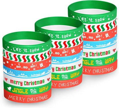 70 Pieces Christmas Wristband Silicone Wristbands Rubber Band Bracelets for Christmas Party Decoration Supplies