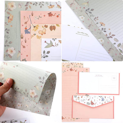 27 PCS Stationary Writing Paper with Envelopes Set Cute Vintage Floral Letter Writing and Stationery Paper Envelopes（18 Sheets with 9 Envelopes）