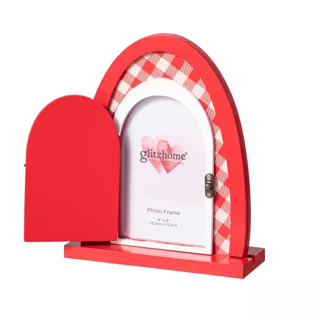 Valentine'S 8.5 In. H Wooden Door-Shaped Photo Frame Table Decor