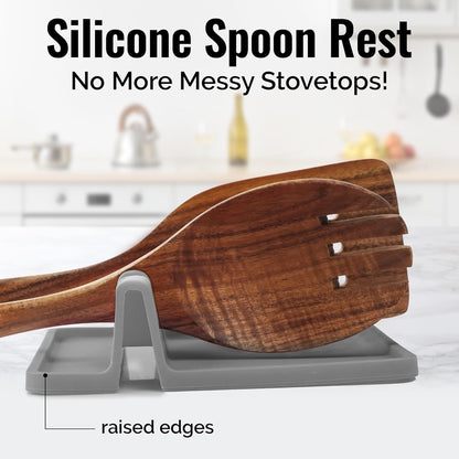 Silicone Utensil Rest - Bpa-Free, Durable Spoon Rest with Drip Pad - Heat-Resistant Spoon Rest for Stove Top - Spoon Rest for Kitchen Counter - Kitchen Gadgets & Kitchen Utensils Holder