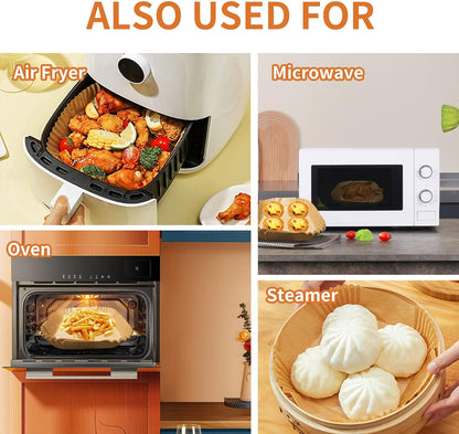 50Pcs Air Fryer Liner, Baking Disposable Air Fryer Parchment Paper, Multipurpose Oil-Absorbing Paper Tray