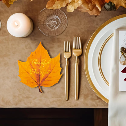 Elegant Golden Leaf Thanksgiving Napkins - Decorative Dinner and Cocktail Beverage Napkins for Home, Kitchen, and Party Supplies