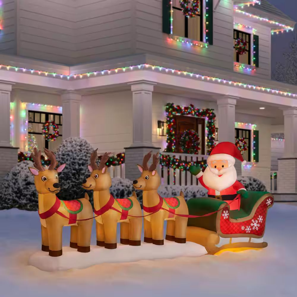 5.51 Ft. H X 12 Ft. W LED Santa Sleigh Scene