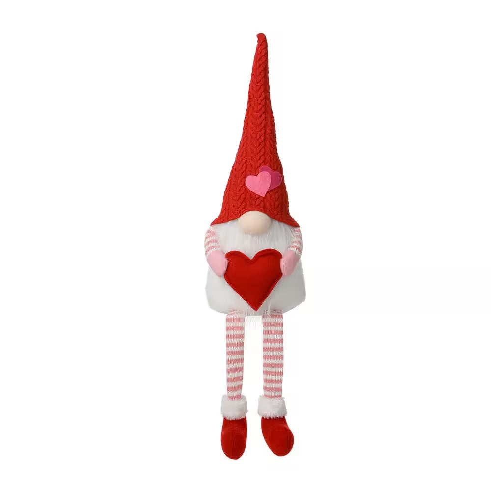 28.25 In. H Fabric Valentine'S Gnome Shelf Sitter with Dangling Legs