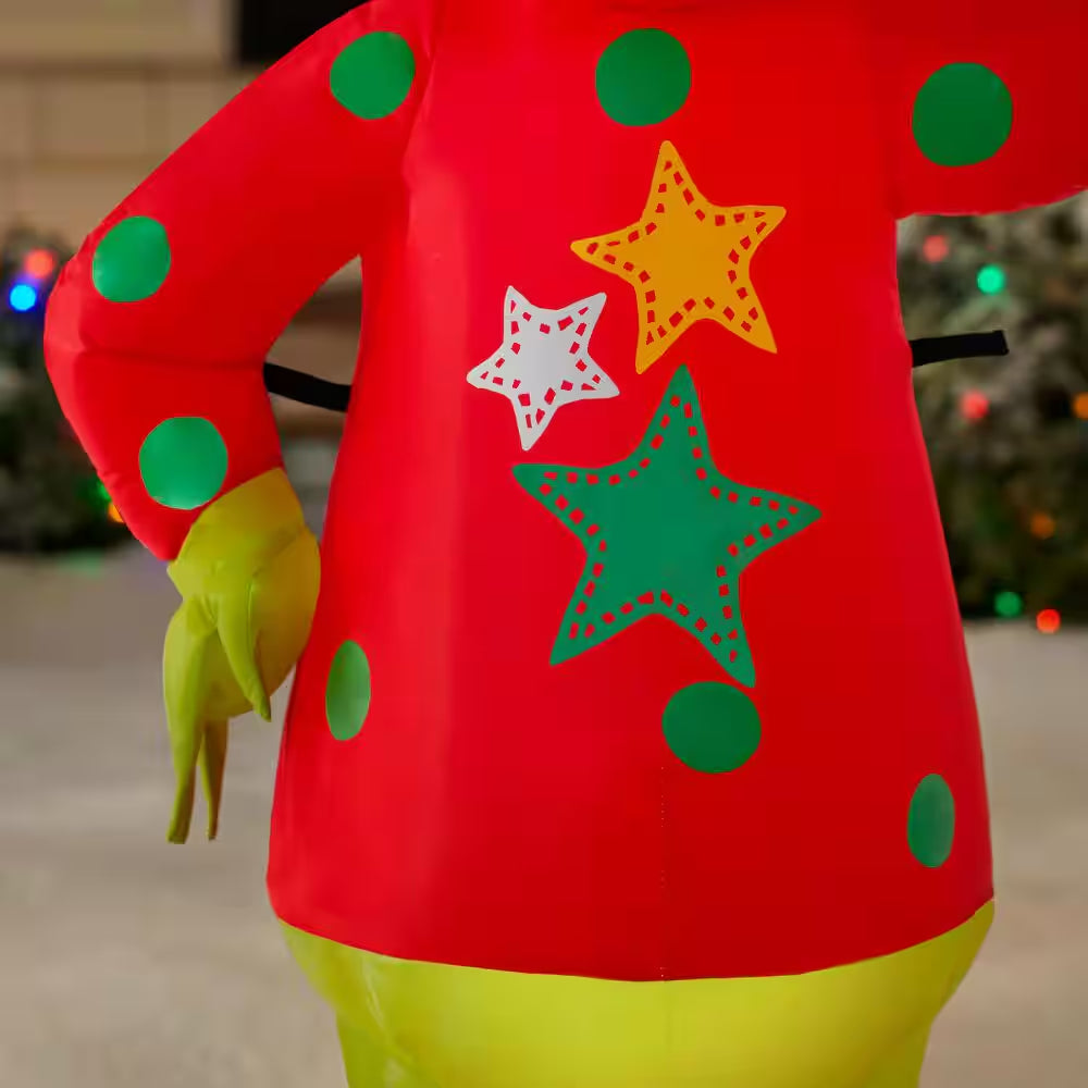 4 Ft. LED Grinch in Ugly Sweater with Candy Cane Christmas Airblown® Inflatable