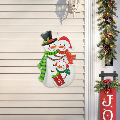 30 In. H Christmas Metal Snowman Family Yard Stake or Standing Décor or Hanging Decor