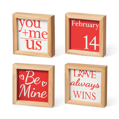 Valentine'S 4 In. H Wooden Block Table Decor (Set of 4 )