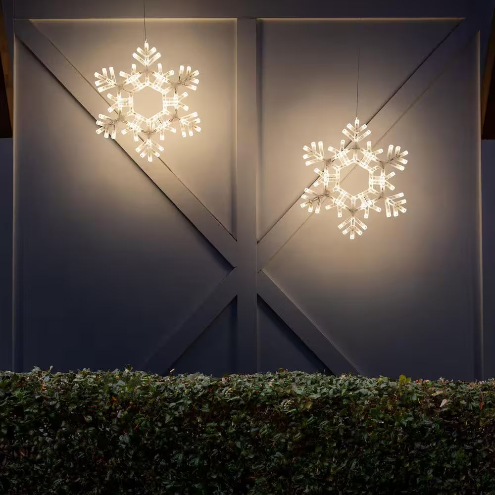 20 In. 70-Light LED Warm White Folding Snowflake Decoration