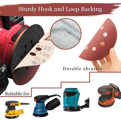 5 Inch Sanding Discs Hook and Loop, 70 PCS 8 Hole Sandpaper Include 120, 240, 320, 400, 600, 800, 1000 Grit for Random Orbital Sander