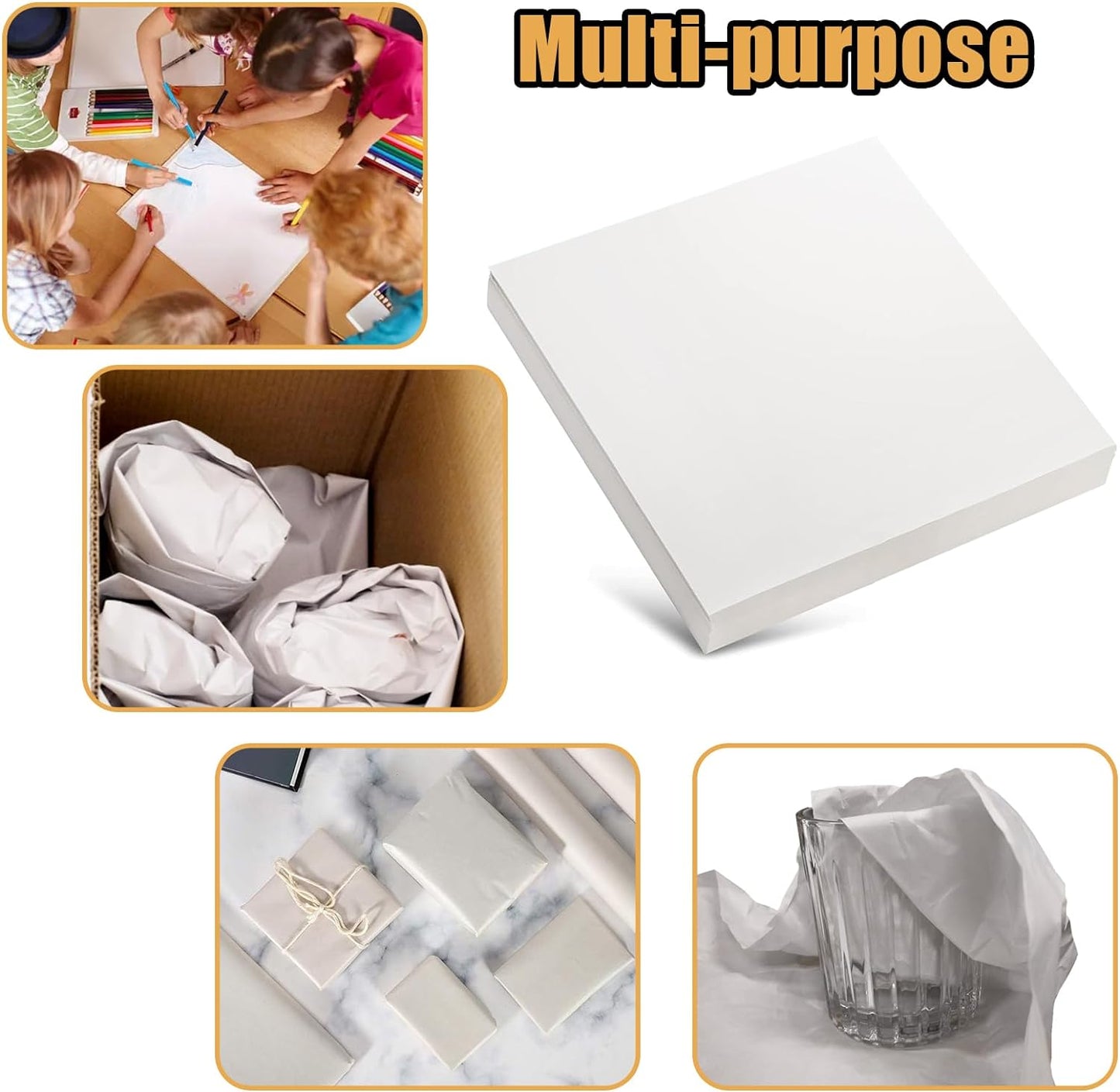 Professional Packing Paper Sheets - 12" x 12" Newsprint for Shipping and Moving, 100 Sheets for Fragile Item Protection