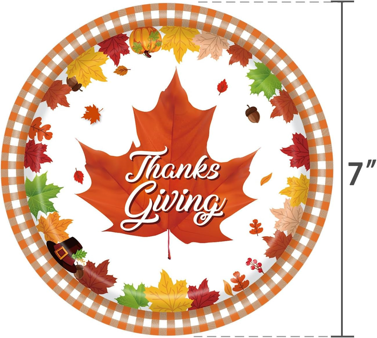 Thanksgiving Disposable Paper Plates Autumn Maple Leaf Print Dessert Plates for Fall Harvest Birthday Wedding Thanksgiving Party Dinner Tableware Decorations Favors Supplies (24 Pcs)