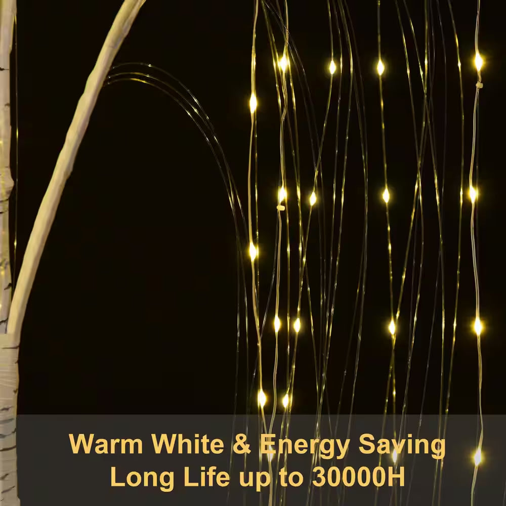 6 Ft. 28 8-Light Warm White Lighted Willow Tree LED Tree Halloween Decor for Indoor Outdoor Decoration