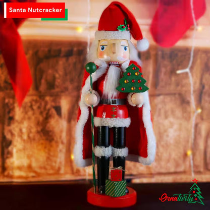 13.5 In. Wooden Santa Nutcracker- Holiday Nutcracker Santa Figure Home Decoration