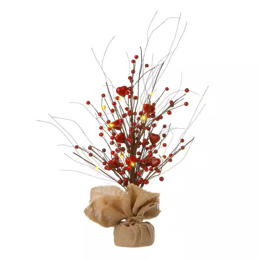 18 In. H Lighted Valentine'S Berry Heart Table Tree