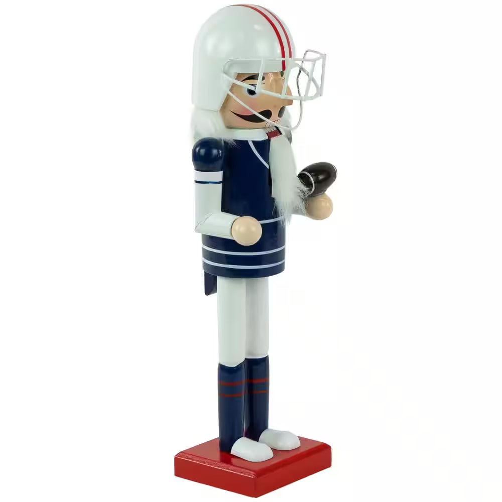 14 In. Red and White Wooden Christmas Nutcracker Football Player