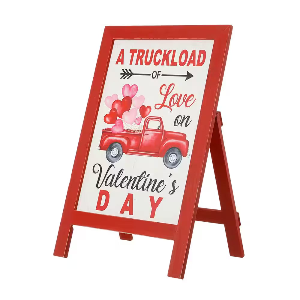 24 In. H Valentine'S Wooden Truck Porch Sign/Standing Decor